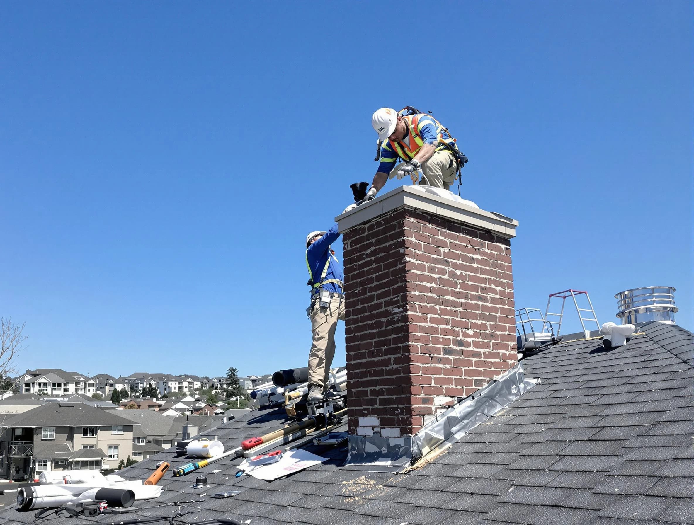 Saratoga Springs Chimney Sweep repairing a chimney crown in Saratoga Springs, UT