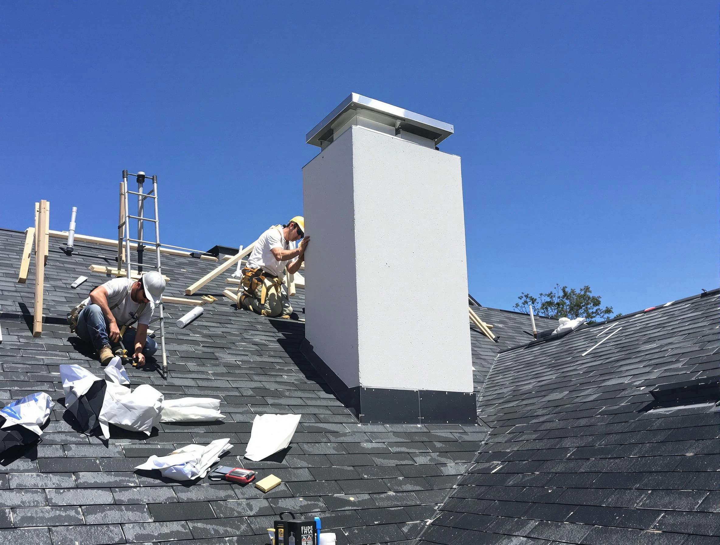 Saratoga Springs Chimney Sweep crew installing a new chimney in Saratoga Springs, UT
