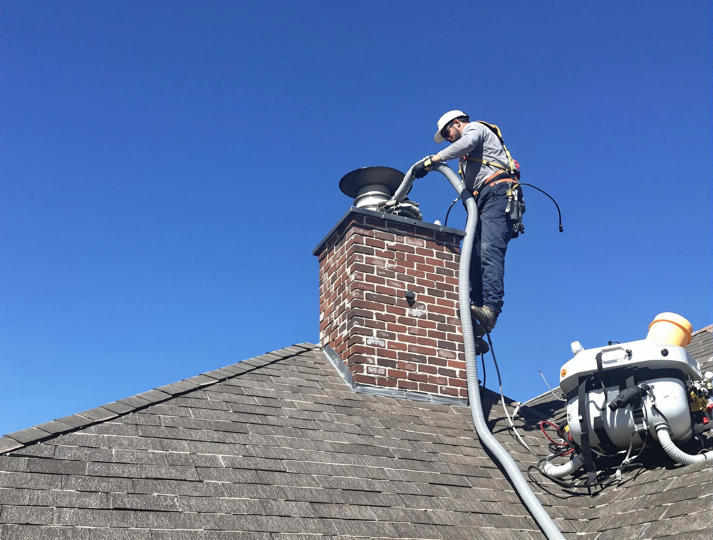 Dedicated Saratoga Springs Chimney Sweep team member cleaning a chimney in Saratoga Springs, UT