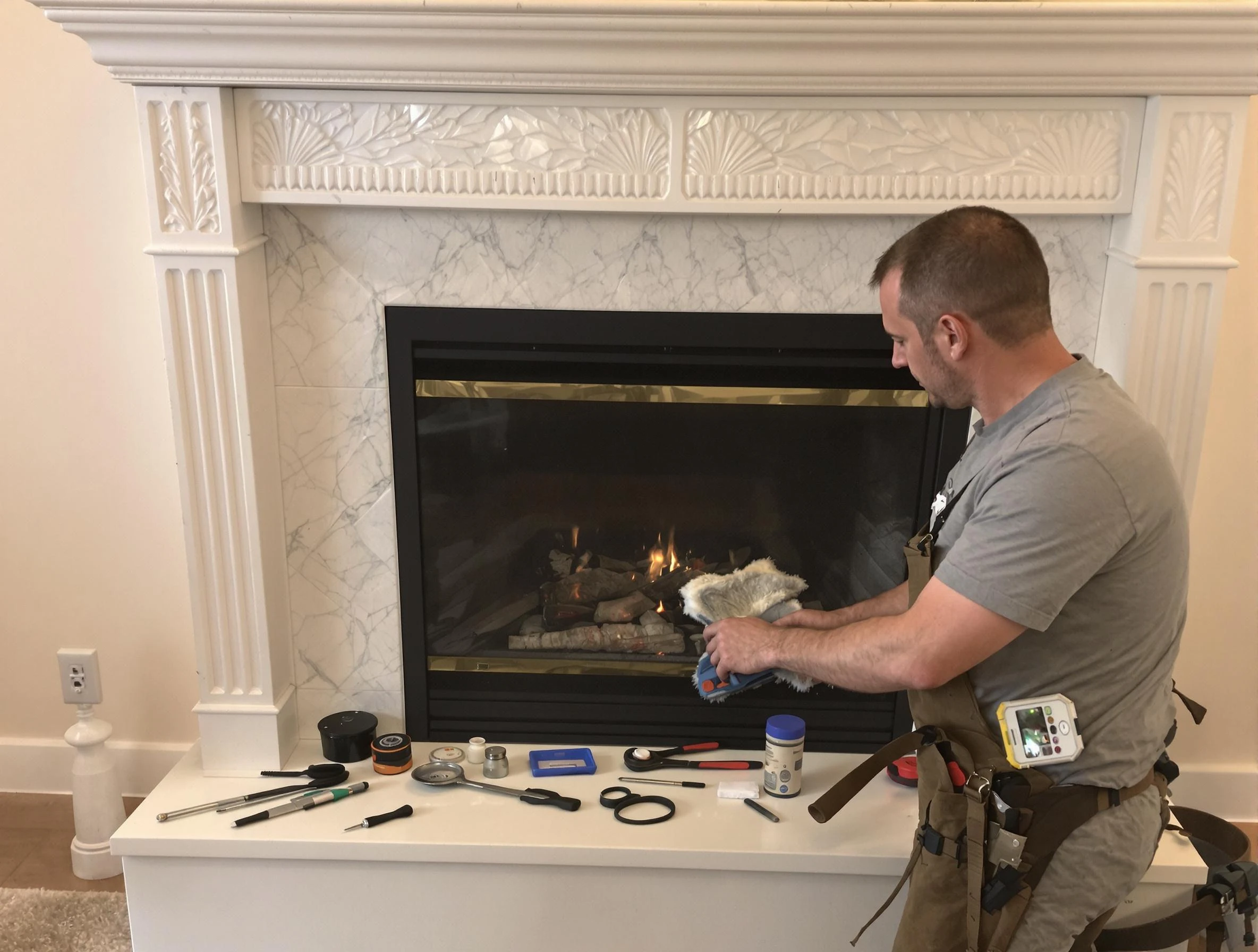 Saratoga Springs Chimney Sweep performing fireplace maintenance in Saratoga Springs, UT